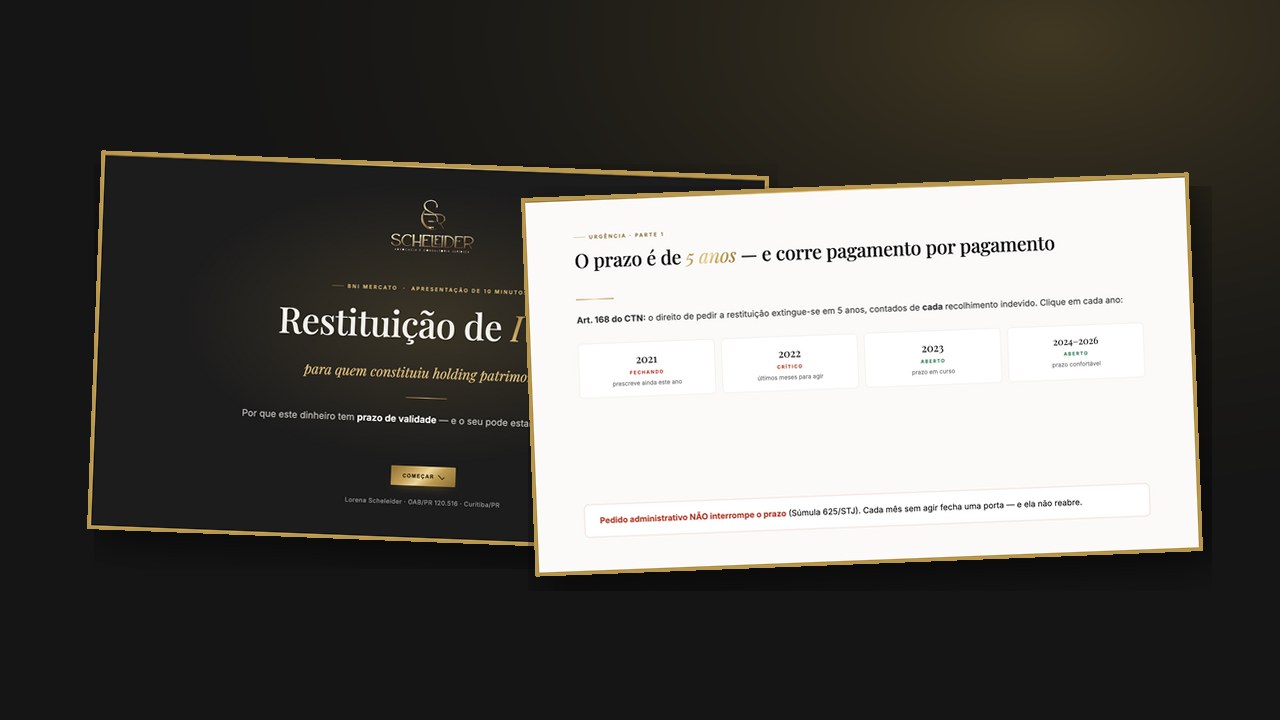 Capa da apresentação: Restituição de ITBI para quem constituiu holding